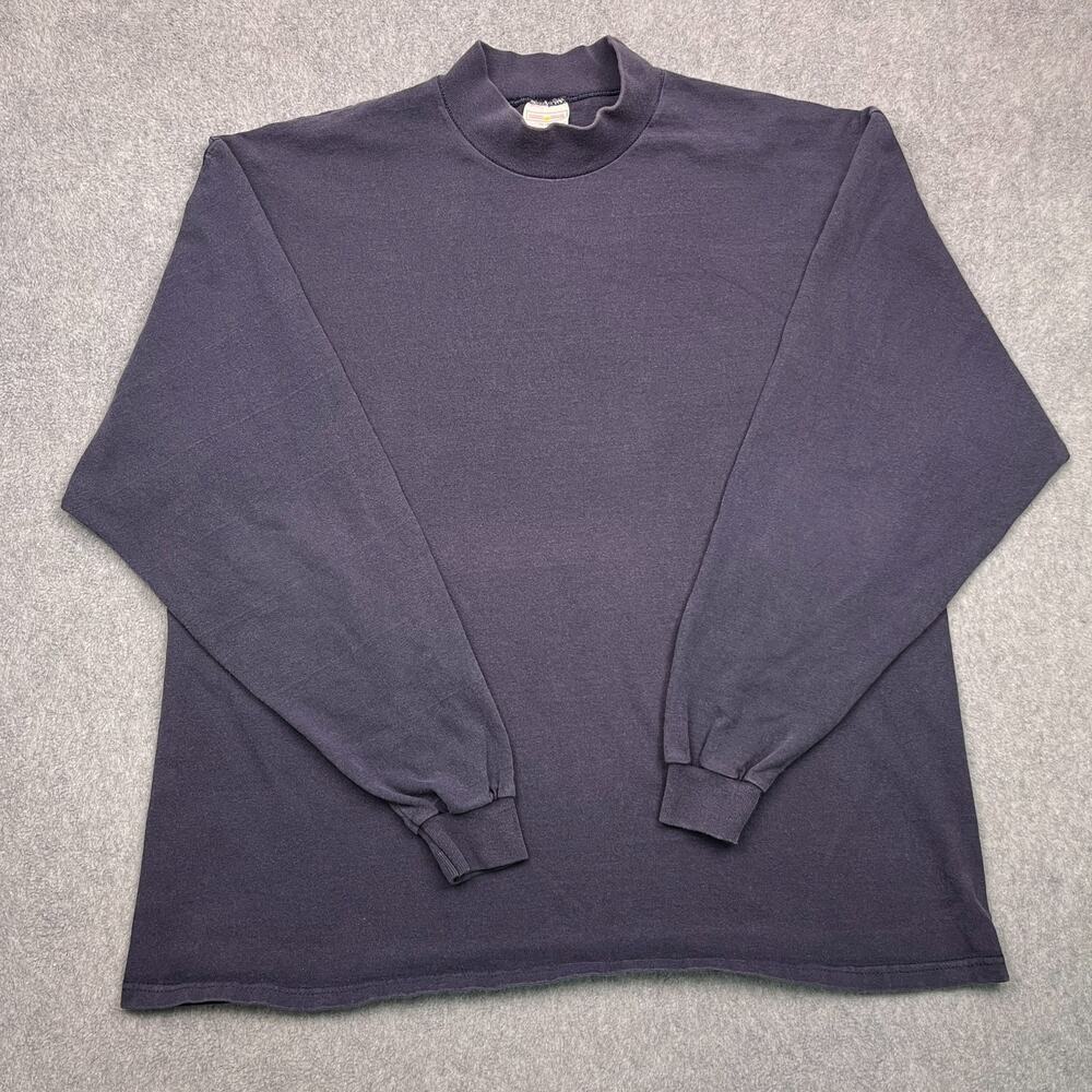 vintage cotton deluxe by‎ anvil shirt blue cotton long sleeve tee mens 2xl